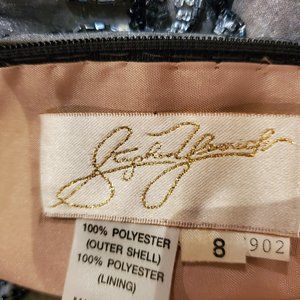 Stephen Yearick Black Tie Dress, Size 8, Sheer with black and silver beading